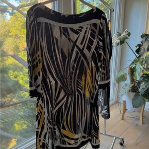 Ali Ro Black and Gold Abstract Mini Dress, Size 8